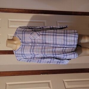 J.Jill top womens 1x plaid button down long sleeve blue red green gauzy